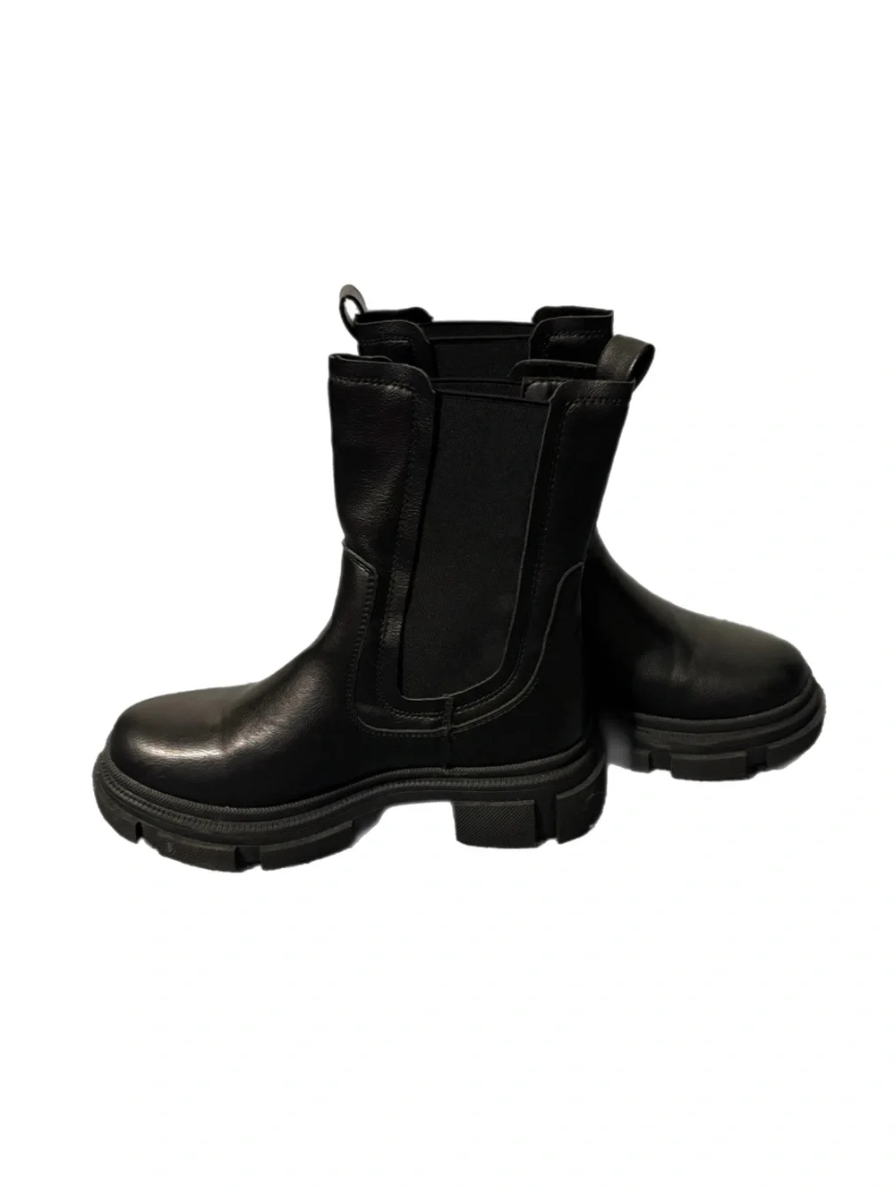 Yetier Women’s Black Lug-Sole Chelsea Ankle Boots